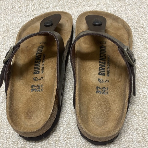 NWOT Birkenstock Gizeh Oiled Leather Brown Thong Sandals Birko-Flor 37 - Picture 2 of 10